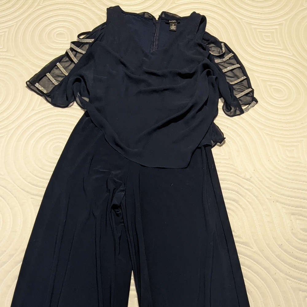 Women's Navy Blue Size Medium MSK  Jumpsuit with Silver Accents